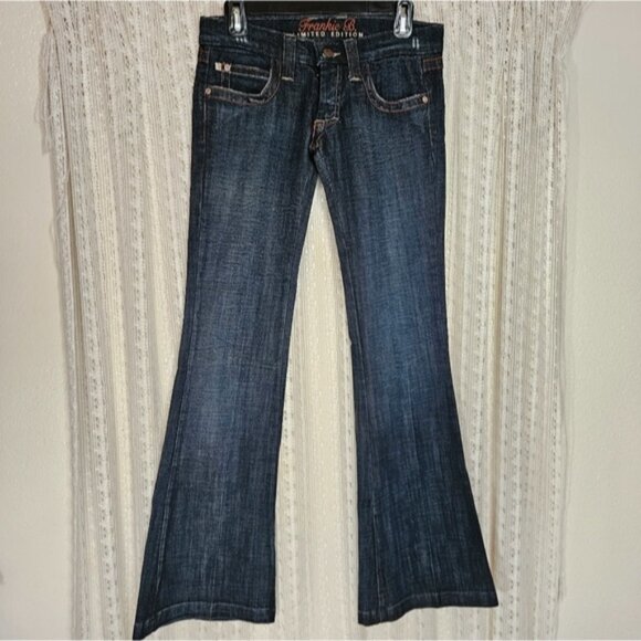 Frankie B Limited Edition Dark Wash Low Rise Bootcut Jeans Size 4 - Picture 1 of 9